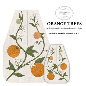 18th Century Pocket Machine Embroidery Design | Orange Trees