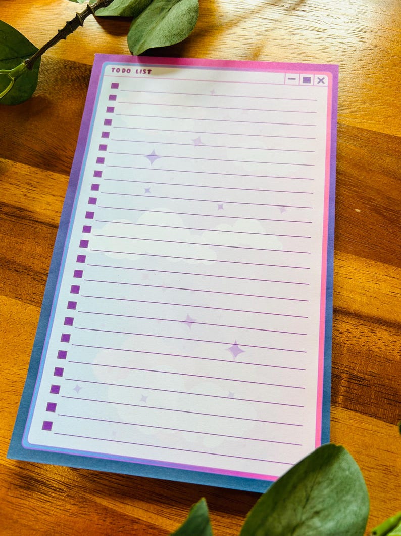 Purple to Do List, Blue Gradient to Do List, Kawaii Notepad, Purple ...