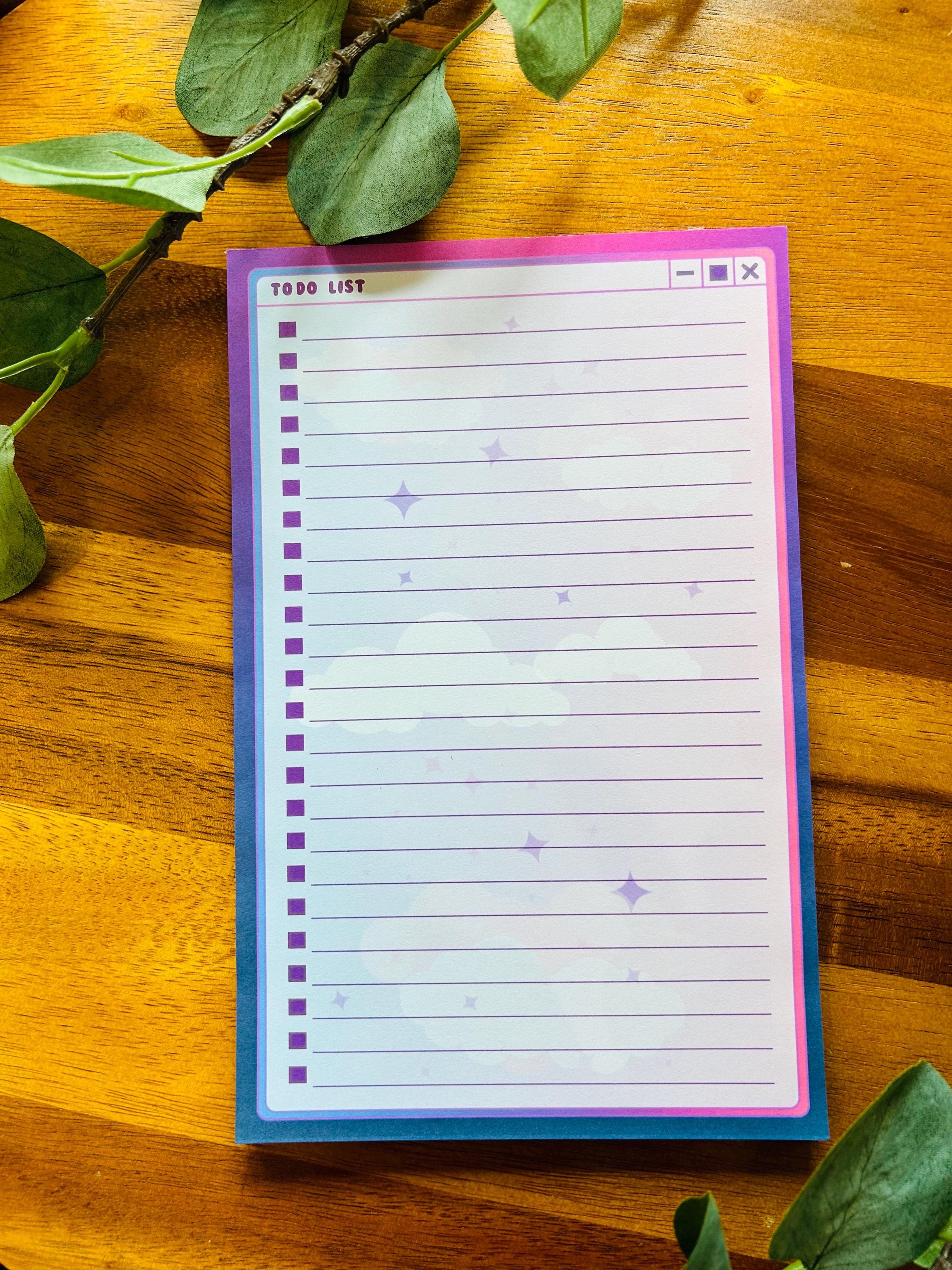 Purple to Do List, Blue Gradient to Do List, Kawaii Notepad, Purple ...