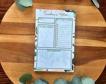 Personalized Teacher's Note Pad, Weekly Planner, Back To School Gift