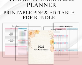 Mom Digital Planner, Family Organizer, Daily Planner, Mom Planner, Printable Organizer, Digital Download, Parenting Journal, Mom's Planner