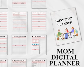 Busy Moms Planner, Family Organizer, Mom Daily Planner, Mom Planner, Printable Organizer, Digital Download, Parenting Journal, Gift for Mom