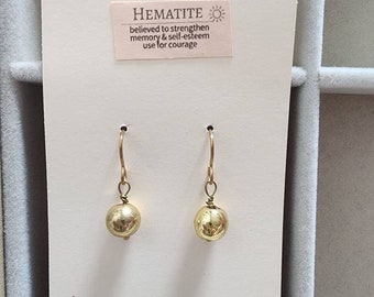 Gemstone Earrings Hematite Gold Stainless Steel