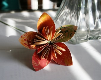 Multi-Patterned Cuckoo for Cocoa Flowers - Set of 6 Origami Flowers