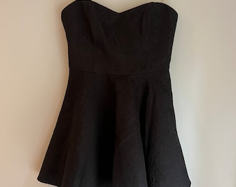 Vintage 1990s Forever 21 Short Mini Black Party Homecoming High School  College Dress Fit and Flare With Netting for Pouf 16” Skirt
