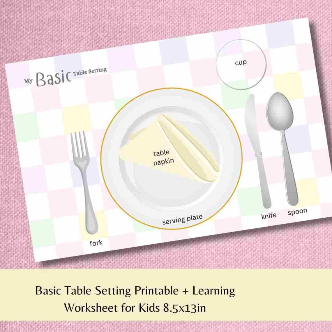 PRINTABLE TEMPLATE Colorful Basic Table Setting Learning Worksheet ...