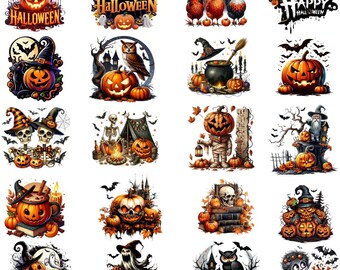 Halloween PNG Bundle: Pumpkin, Ghost, Spooky Clipart (Digital Download)