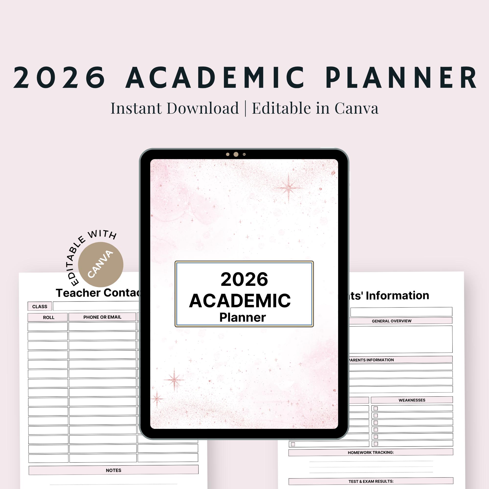 2026 Academic Planner | Student, Teacher Organizer (PDF) - Etsy