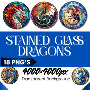 Stained Glass Dragon PNG Clipart  dragon wall art dragon bundle suncatcher Fantasy Mythical Dragon DIY Stained Glass Mystical dragon Clipart