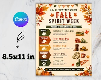 Bewerkbare flyer voor de herfstthemaweek: Programma voor herfstkleding (Canva-sjabloon)