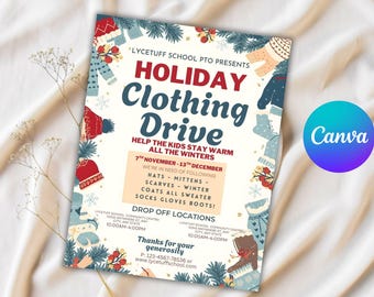 Flyer kerstkledingactie: sjabloon voor liefdadigheidsinstellingen (CANVA), donatieposter jack
