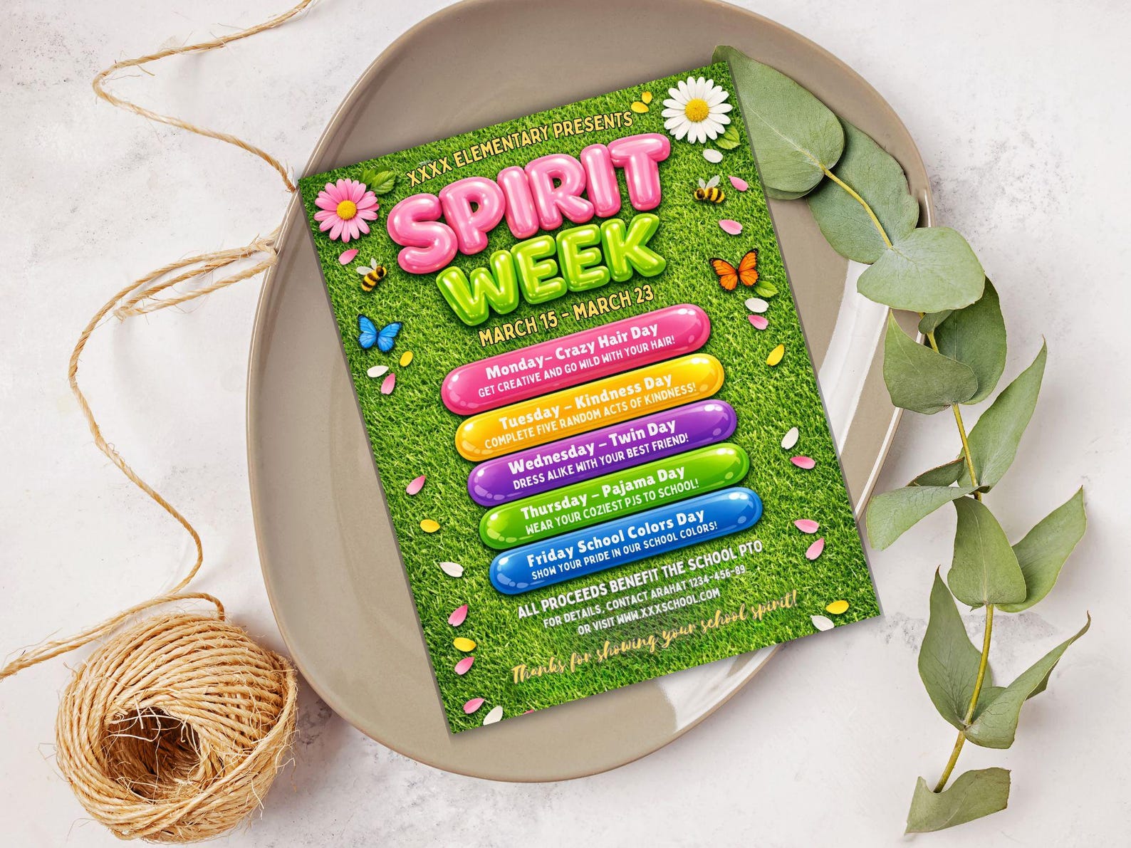 Spring Spirit Week Examples Spring Spirit Week Itinerary: Editable School Flyer (digital Download ...