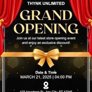Grand Opening Invitation Template – Editable Canva Business Event Flyer – Salon & Boutique Invite – Instant Download