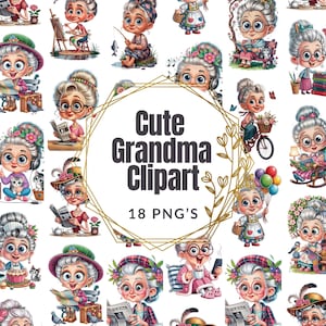 Cute Grandma Clipart old woman Printable Crazy Hippie Funny Old ladies PNG gardening Quirky Grandmother Cartoon 80th birthday gift Shirt