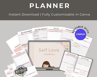 Self-Love Digital Planner | Wellness Journal, Mood Tracker (Digital Download)
