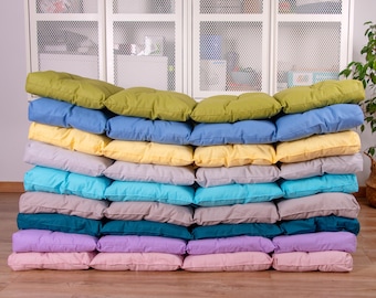 Custom Floor Cushion: Handmade Cotton Pet Bed, Window Perch Pad (36x28")