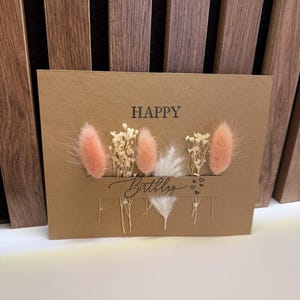 Geburtstagskarte mit Trockenblumen, Happy Birthday, Geburtstag, Blume, Geburtstagsgeschenk, Geschenk, Freundin, Freund, Familie, Karte
