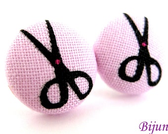 Scissors earrings - Scissors stud earrings - Scissors posts - Pink Scissors studs - Scissors post earrings sf987