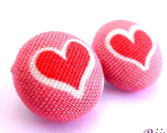 Heart earrings - Pink heart stud earrings - Valentine heart studs - Valentine heart post earrings sf500