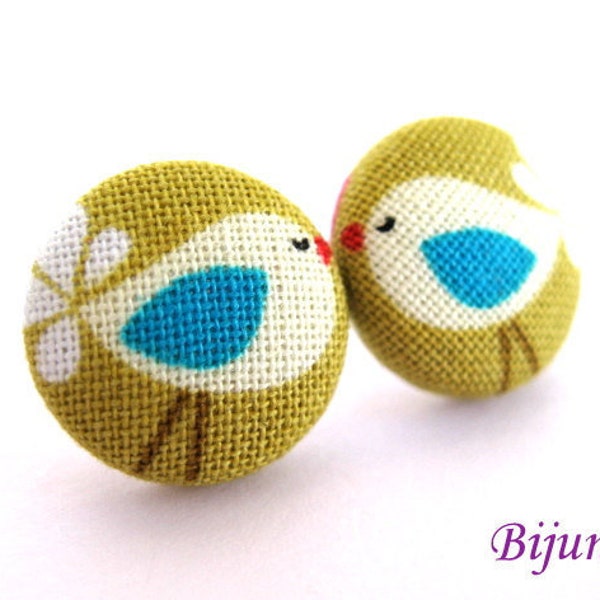 Animal Bird earrings - Green bird earrings - Bird studs - Bird stud earrings - Bird posts - Animal Bird post earrings sf535