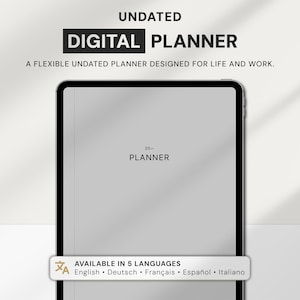 Undated Digital Planner for Goodnotes, iPad Weekly Daily Life Organizer (5 Languages)
