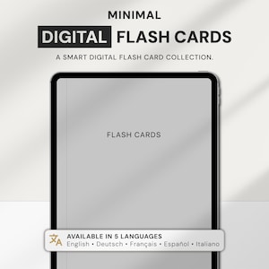 Minimalist Digital Flash Cards, Goodnotes Study Decks, iPad Revision Organizer (5 Languages)
