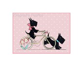Scottie Dogs Bicycle Crazy Quilt Fabric Block Free Shipping World Wide S22