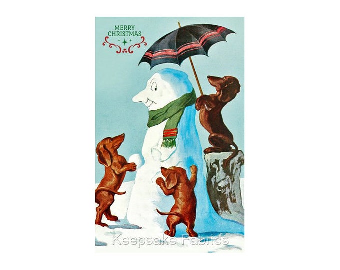D4 Dachshunds /& Snowman Christmas Reproduction Crazy Quilt Block Free Shipping World Wide