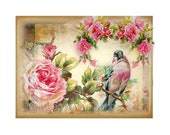 Whimsy Dust Victorian Birds Roses Reproduction Fabric Crazy Quilt Block Free Shipping World Wide (B3