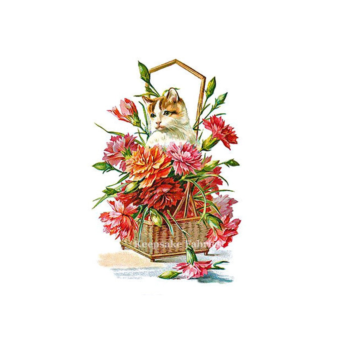 Cat Chrysanthemums Reproduction Fabric Crazy Quilt Block Free Etsy.de