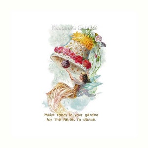 Fairies In Your Garden Reproduction Fabric Crazy Quilt Block Free Shipping