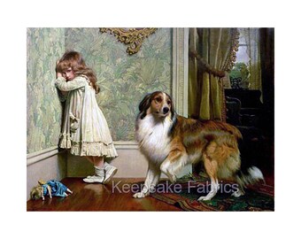 Sheltie & Sweet Girl Reproduction Fabric Crazy Quilt Block Quilting Sewing Crafting