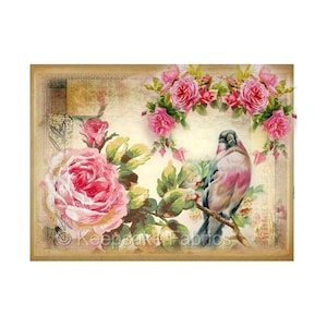 Tela de reproducción Whimsy Dust con pájaros y rosas victorianos para patchwork, costura y manualidades (B3)