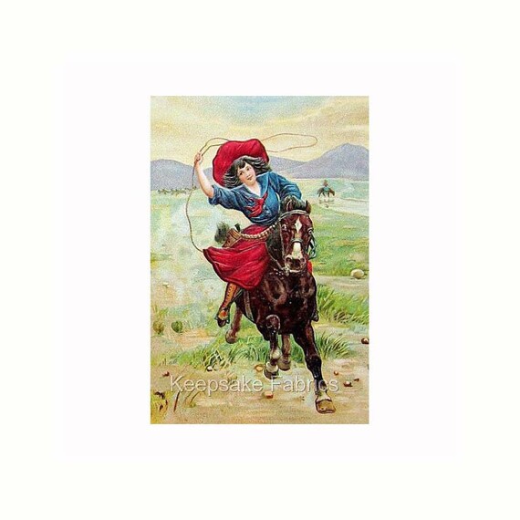 50/'s Campfire Cowgirl Repro Art Quilt Block Multi Sizes FrEE ShiPPinG WoRld WiDE