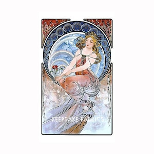 Mucha Nouveau Poppies Fabric Crazy Quilt Block Free Shipping