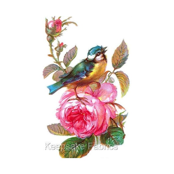 Birds Roses Fabric Quilt Block Multi Sizes FrEE ShiPpING WoRld WiDE K2
