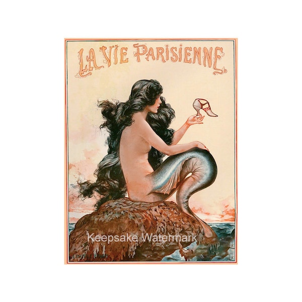 Mermaid And Shoe La Vie Parisienne Fabric Quilt Block Free Shipping