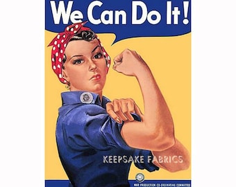 Rosie the Riveter "We Can Do It" Reproduction Fabric Crazy Quilt Block Quilting Sewing Crafting