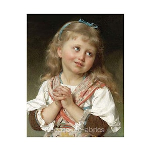 Munier A Girl Praying Fine Art Reproduction Fabric Crazy Quilt Block Free Shipping