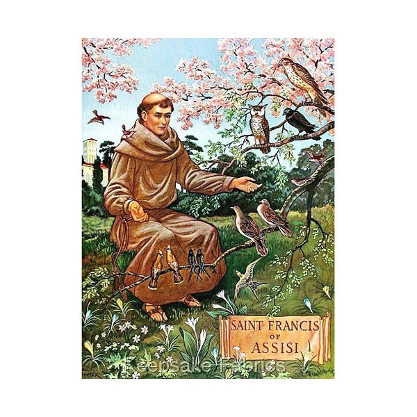 Saint Francis Of Assisi Reproduction Fabric Crazy Quilt Block Free Shipping