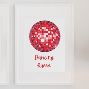 Disco Ball Kunst Digital Art Print, tanzende Wanddekoration, Musik-Liebhaber-Geschenk, abstraktes Kunstwerk