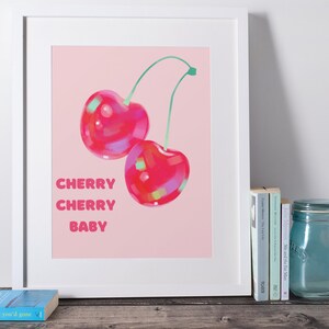 Cherry Disco Digital Art Print, Red Wall Decor, Modern Home Decor, Vibrant Artwork, Unique Gift, College Dorm Decor