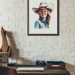 Western Cowgirl Digital Art Print, Cowgirl Wall Decor, Printable Cowgirl Poster, Rodeo Art, Cowgirl Gift