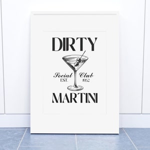 Dirty Martini Digital Art Print, Cocktail Wall Decor, Bar Artwork, Modern Home Decor, Printable Martini Poster