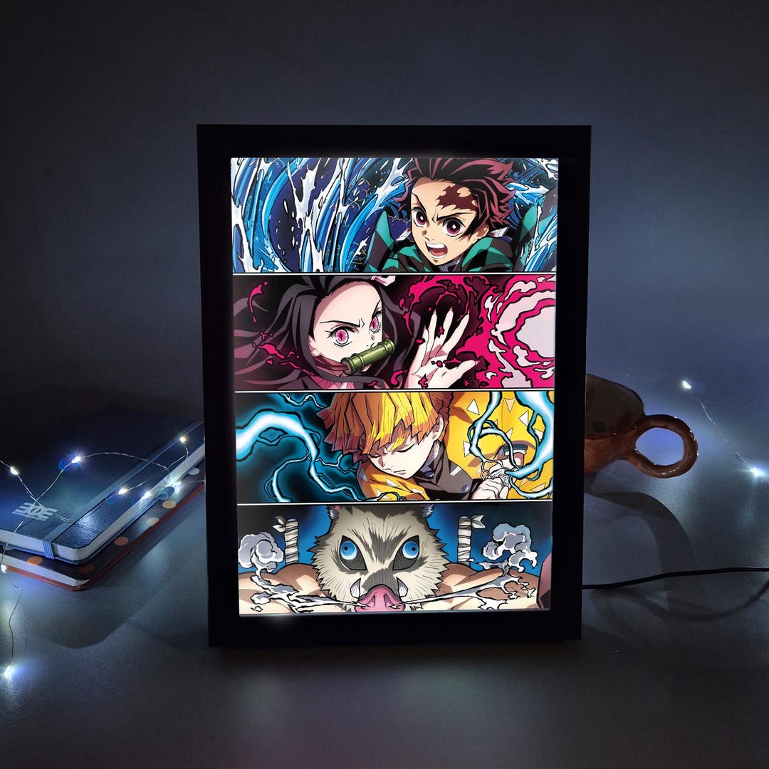 Anime LED Light Frame Decor – Demon Slayer Characters Artwork ...