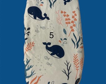 Custom Foam Basket Insert: Whale Print Changing Pad (28.5 x 13.5 x 1 inch)