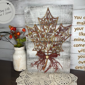 Filigree Leaf Cut Out | Fall Door or Wall Hanger | DIY Wood Kit