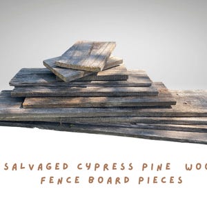 Weathered, salvaged cypress pine wooden fence board pieces