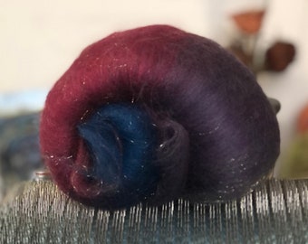 PRECIOUS GEMS Baby Batt, Merino Wool, Firestar, Spinning, Felting, Fiber Arts, Amethyst, Ruby, Sapphire, Sparkle