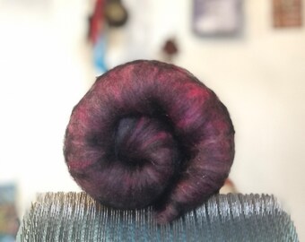 ROXIE Fiber Batt, Merino Wool, Corriedale Wool, Mystery Wool, Spinning, Felting, Fiber Arts, Black Pink